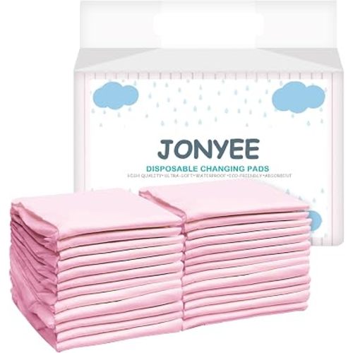 Disposable Pads for Changing Diapers with Super Absorbent and Leak Proof, 17"x 24" 4-Layer Quick Dry Pet Pads for Dogs Pee Training,Soft for Newborn Baby and Incontinence Adults -Pink(25P)