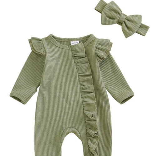 Ruffle Waffle Onesie with Headband