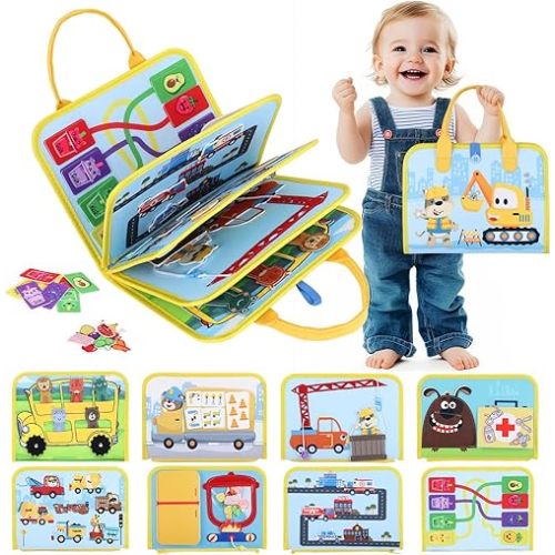 Busy Board Animal Toys - Montessori Toys for 1 2 3 4 Year Old, Learning Busy Book for Toddlers, Autism Sensory Board Fine Motor Skills Activity, Educational Gifts for Boys Girls Birthday Travel