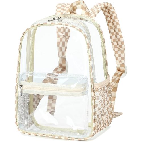BTOOP Clear Mini Backpack for Stadium Events 12x12x6 Small Transparent Backpacks Plastic See Through Clear Bag for Concerts Work Festival Security Travel