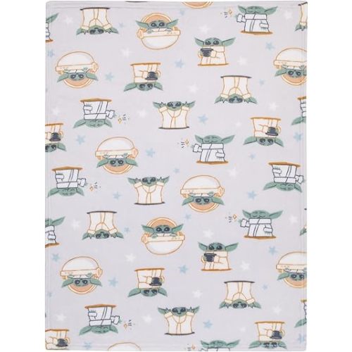 Star Wars Grogu Cutest in The Galaxy Cream, Green, and White Super Soft Baby Blanket