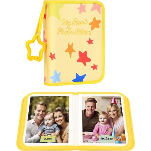 My First Photo Album for Baby - Holds 21 4x6 Photos, Soft Cloth Family Book for Baby Shower, Kids, Toddlers Pictures (Yellow)