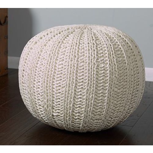 Handknit Cotton Sweater Pouf - moonlight blue