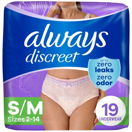 Always Discreet Adult Postpartum Incontinence Underwear for Women - Maximum Protection - S/M - 19ct