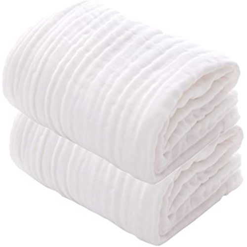 MUKIN Baby Bath Towels, Super Soft Cotton Receiving Blanket for Baby's Delicate Skin,2Pack Swaddle Blanket for Newborns Toddlers Boy Girl,Baby Registry as Shower (White+White)