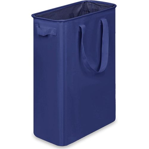 efluky Slim Laundry Basket, Narrow Laundry Hamper with Handles, Collapsible Dirty Clothes Hamper, Tall Laundry Bin for Laundry Room, Dorm and Bedroom, 12.7 Gallons(48L) Blue