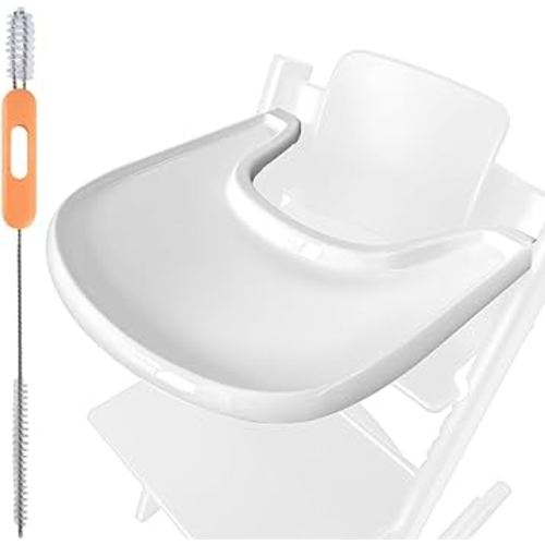 High Chair Tray Compatible with Stokke Tripp Trapp Chair, Stronger Suction Surface Tray with Brush Designed to Clean The Bottom of Tray