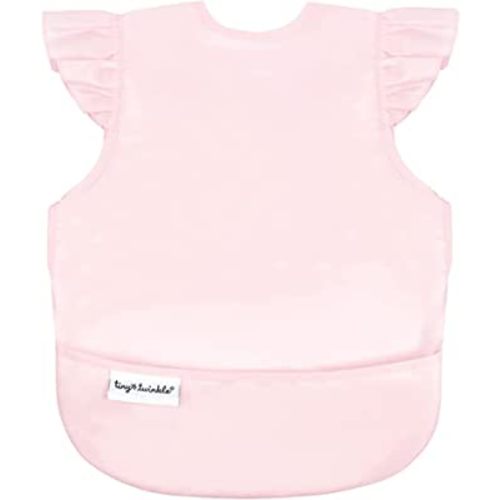 Tiny Twinkle Mess Proof Baby Bib - Waterproof & Lightweight Baby-Led Weaning Apron | 100% Recycled Polyester, Easy Clean & Machine Washable (Rose, Small 6-24 Months)
