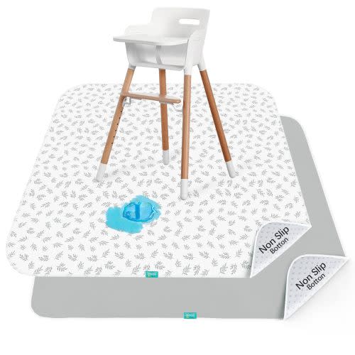 Baby Splat Mat 2 Pack for Under High Chair, 46 x 42 Inch Waterproof and Washable Spill Mat