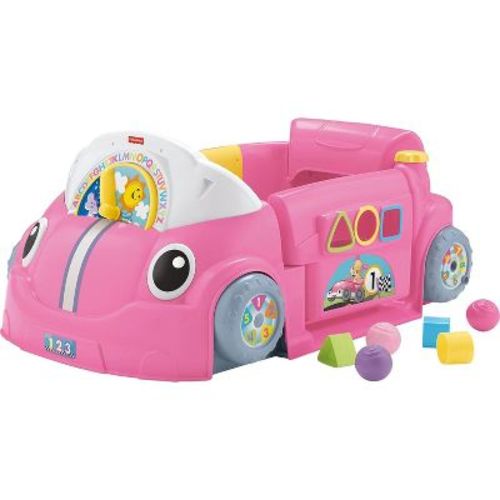 Fisher-Price Baby Learning Toy Laugh & Learn Crawl Around Car Activity Center with Smart Stages for Infants Ages 6 Months+, Pink
