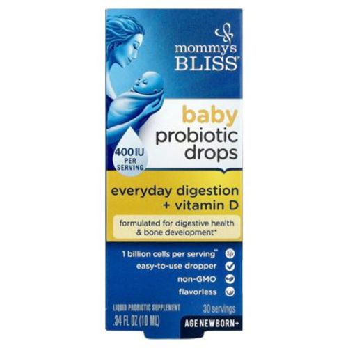 Mommy's Bliss Baby Probiotic Drops + Vitamin D, Newborn+, 0.34 fl oz (10 ml)