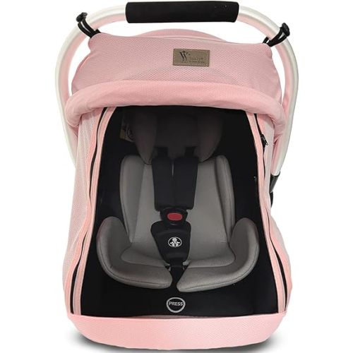 CarSeat Covers for Babies - Universal Baby Car Seat Covers for Girl Summer Infants Carseat Covers Breathable with Inner Bug Nets Covers Dustproof Privacy Shade Protection Baby Covers with Hoop