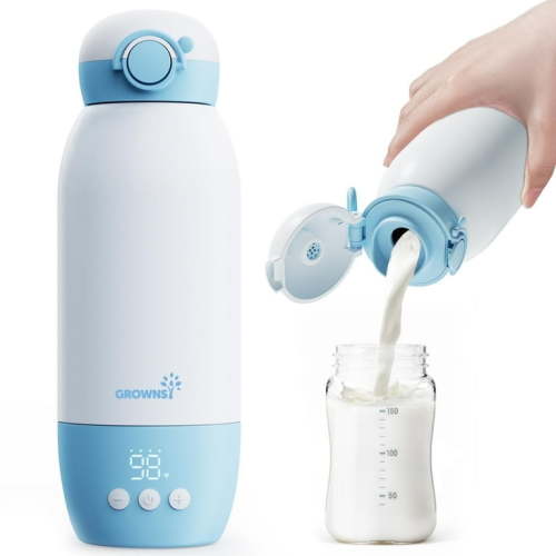Grownsy 6-in-1 Portable Baby Bottle Warmer for New Moms- Fast Warming, Sterilizer, BPA-Free, White