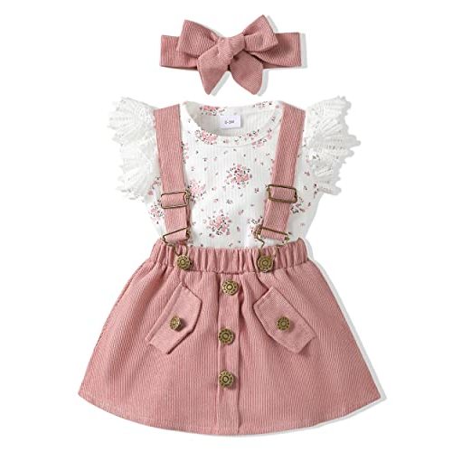 SODLON Newborn Baby Girl Clothes Dresses Outfits Gifts Romper Top Overalls Dress Suspender Skirt Sets for Infant Girls