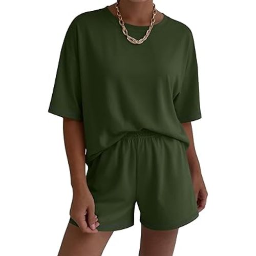 Amazon.com: Ekouaer Lounge Sets for Women 2 Piece Shorts Sets Moisture Wicking Casual Summer Outfits Short Sleeve Matching Sets with Pockets : Clothing, Shoes & Jewelry