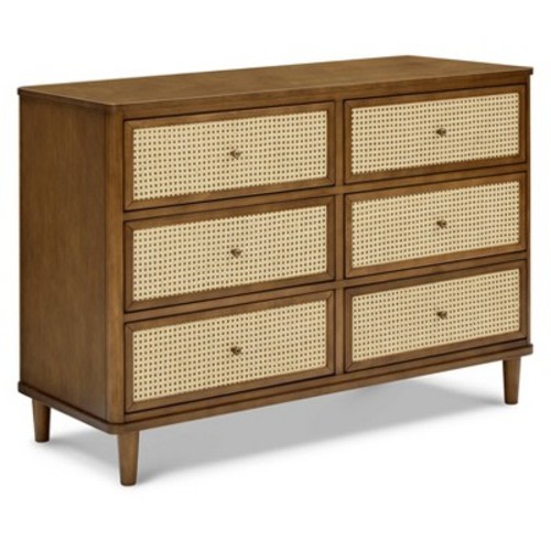 Namesake Marin with Cane 6 Drawer Assembled Dresser, Color: Natural Walnut and Blonde Cane