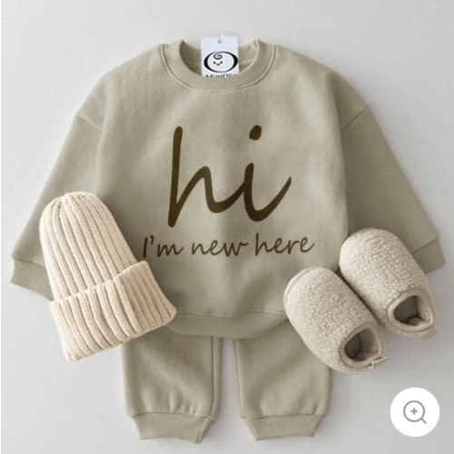 GREEN - HI I’M NEW HERE Baby 2-Piece Casual Set - 0-3 months