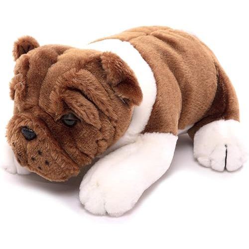 Plushland Realistic Stuffed Animal Toys Puppy Dog, Holiday Plush Figures for Kids, Babies to Play with (Bulldog 10")