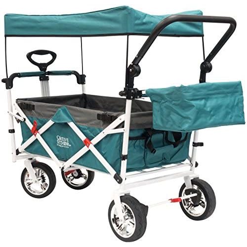 Creative Outdoor Push Pull Folding Canopy Wagon | Teal