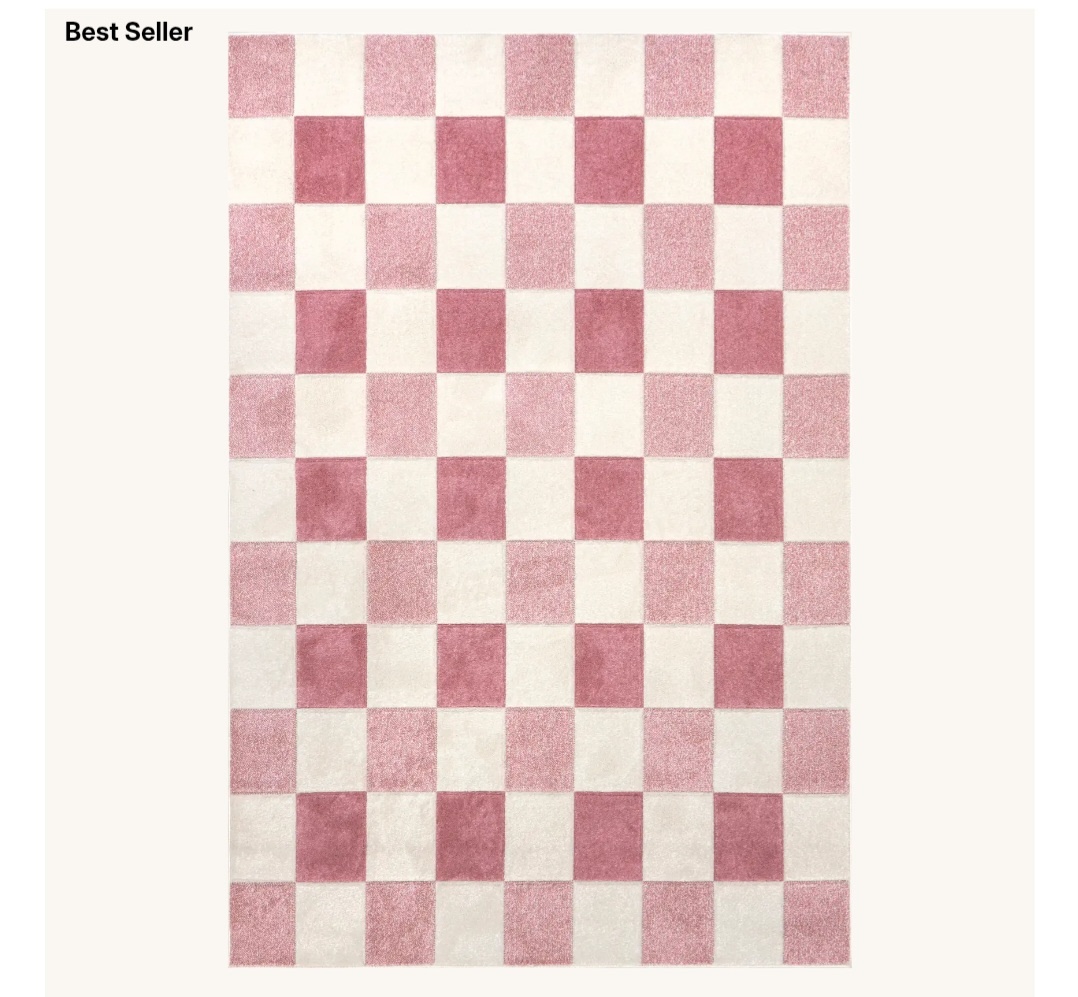 Alexie Two-Tone Checkered Rug | Pink – Rugs USA
