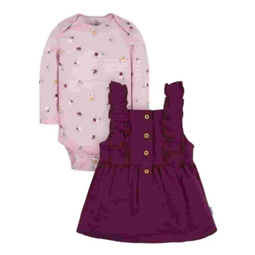 Gerber Baby Girl Jumper and Bodysuit Outfit Set, Sizes 0/3 Months - 2T