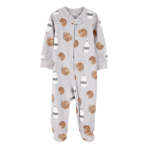 Baby Milk & Cookies 2-Way Zip Cotton Sleep & Play Pajamas - Grey - Carter's | Carter's