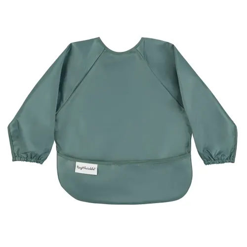 Tiny Twinkle Mess Proof Baby Bib,Waterproof Smock Baby Bib for Eating,Machine Washable Long Sleeve Bib,Baby Led Weaning,Toddler Bib,BLW Supplies(Olive Green, Small 6-24 Months)