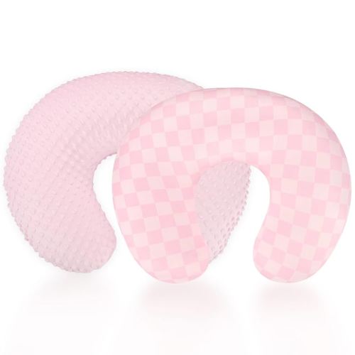 2 Pack Nursing Pillow Covers, Removable Nursing Covers for Breastfeeding Pillows, Stretchy and Soft Breastfeeding Pillow Slipcover for Baby Girls Boys Newborn (Pink, Pink Checkerboard)