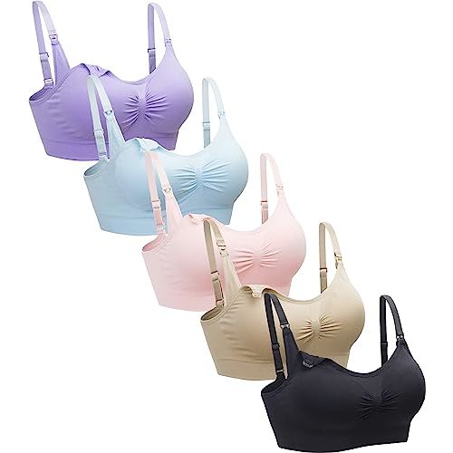 Suekaphin 5PACK Nursing Bra Wireless Bra Women's Sleeping Maternity Bra Breastfeeding Bra
