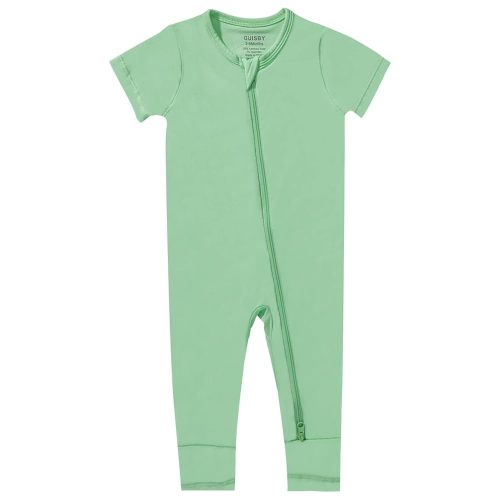 GUISBY Rayon Made from Bamboo Baby Pajamas, Summer Short Sleeve Footless Rompers, 2 Way Zipper Sleeper