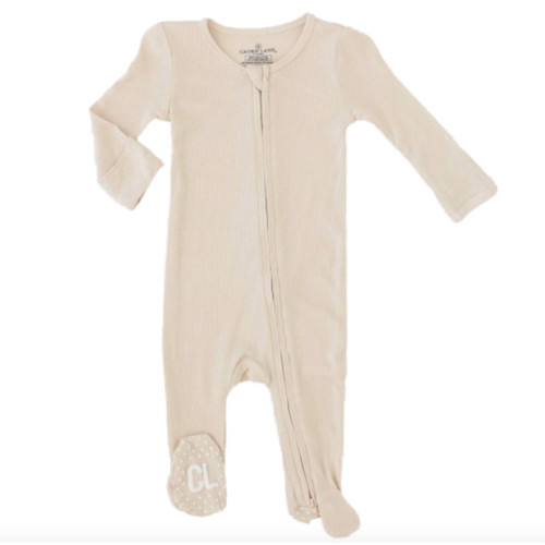 Caden Lane Oatmeal Waffle Bamboo Zipper Footie