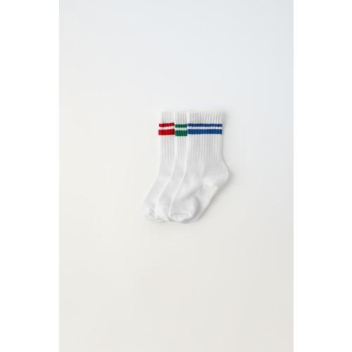 THREE-PACK OF STRIPED SPORT CREW SOCKS