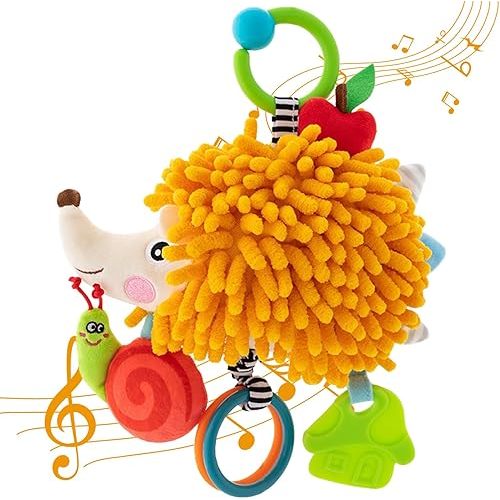 Car Seat Toys for Babies 0-6 Months,Stroller Crib Plush Toys for Babies,Carseat Toys Hanging and Infant Musical Toys to for 0 6 9 12 Months Soothe Newborn Toys Gifts