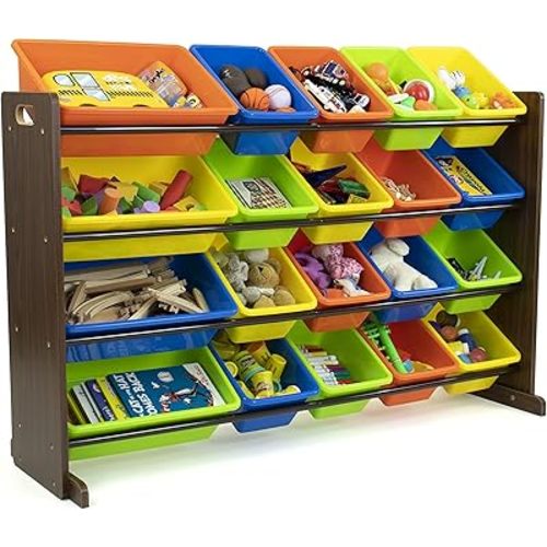 Humble Crew Kids Toy Storage Organizer, Dark Walnut/Neon Multi