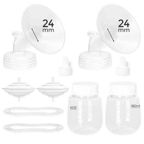 Paruu Pump Parts Compatible with Spectra S1/S2/9 Plus, Not Original Accessories, Full Set Replacements Include 24mm Flanges, Valves, Backflow Protectors (Duckbills Included), Tubings and Bottles