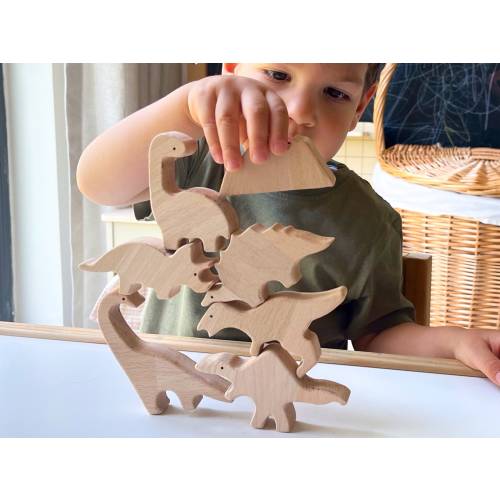 Wooden Dinosaur Animal Play Set | Educational Toys for Children | Open-Ended Toys for Toddlers | Montessori Toys| 1 Year Old Gift