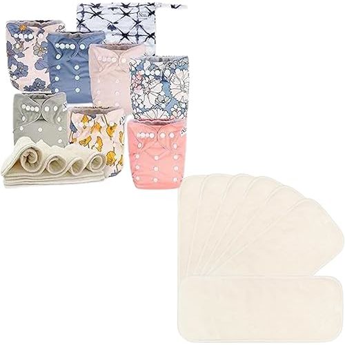 Nora's Nursery Cloth Diapers + 7 Pack Inserts with Snap