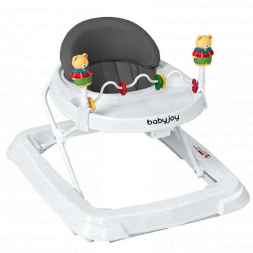 Costway Baby Walker Adjustable Height Removable Toy Wheels Folding Portable Gray