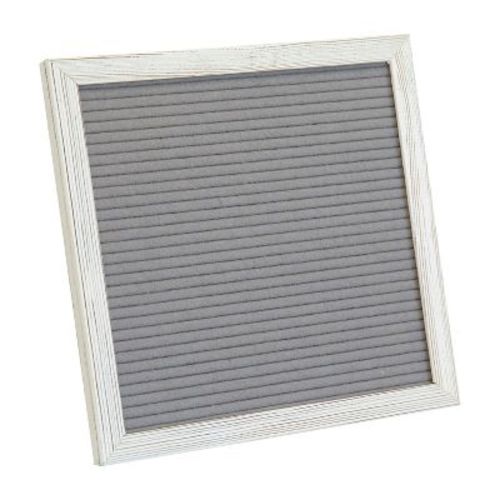 Flash Furniture 10x10 Wood Frame Letter Board with 389 PP Letters - White Wash/Gray Felt
