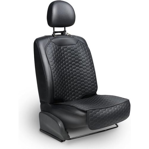 Premium Leather Car Seat Protector for Child Car Seat Cover from Dirt Scratches - Infant Car Seat Protector for Back Seat/Front Booster Seat Protector Under Baby Car Seat Waterproof 1pc Black