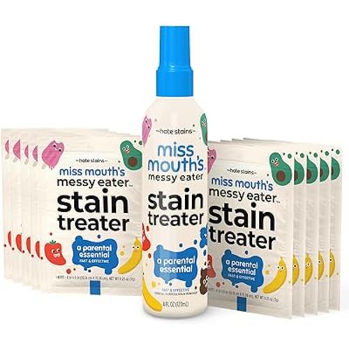 Miss Mouth's Messy Eater Stain Treater Spray - 4oz & 10 Wipes Stain Remover - Newborn & Baby Essentials - No Dry Cleaning Food, Grease, Coffee Off Laundry, Underwear, Fabric