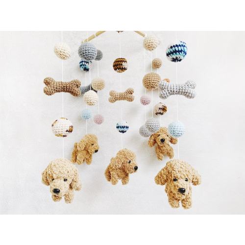 Goldendoodle Crochet Baby Mobile, Dog baby mobile, Nursery decor,Dog crochet mobile, Puppy baby mobile, Baby Shower Gift