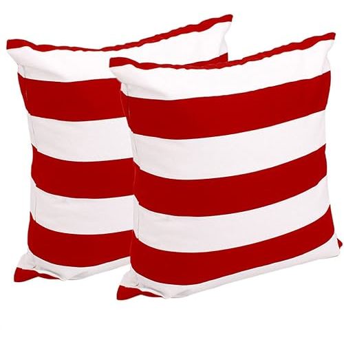 Set of 2 Pillow Cases, Soft Stripe Pattern Pillowcase, Square Throw Pillow Covers for Home Decor Gift (Red White)