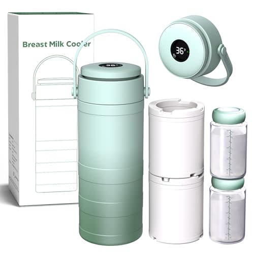 Portable Breast Milk Cooler with Temp Display, 20oz Breast Milk Cooler Travel Bag, 360° All-Round Breastfeeding Essentials Keeps Milk Fresh for 24 Hours, for Mom and Dad