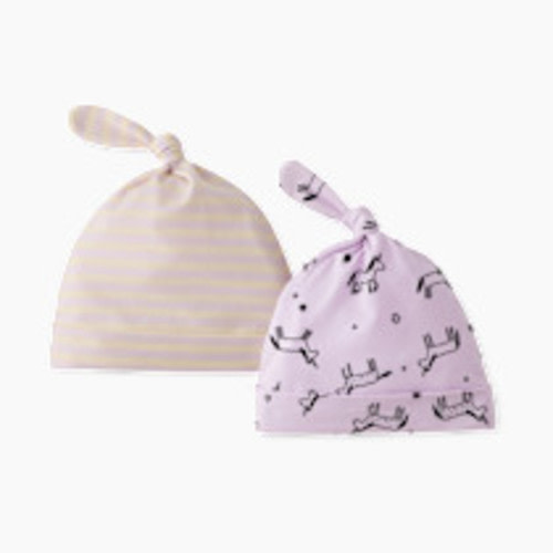 Hanna Andersson 2-Pack Baby Layette Top Knot Beanie in HannaSoft™ - Mini Unicorn, 0-3 M