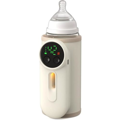 Portable Baby Bottle Warmer,Baby Breastmilk Bottle Warmer Multi-Function Milk Formula Heater,Defrosting Fits Most Bottles Ideal for Travel & Home Baby Feeding On The Go,8000 mAh Battery