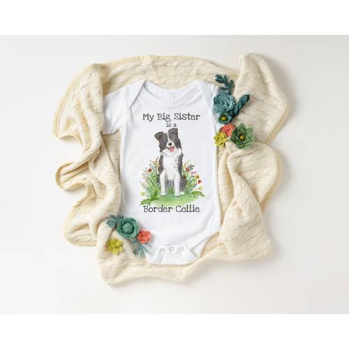 Border Collie Baby Bodysuit, Border Collie Baby Gift, Border Collie Lover, Baby Shower Gift, Big Sister, Big Brother, Border Collie Gift