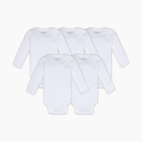 Burt's Bees Baby Organic Long Sleeve Bodysuit (5 Pack) - Cloud, 0-3 M