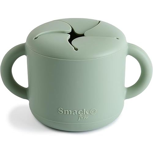Smack Fun - Silicone Snack Cup | Spill Proof Food Container for Toddler and Baby (Cambridge Blue)