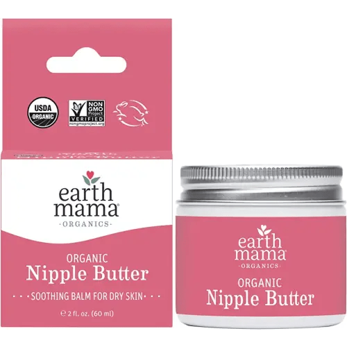 Organic Nipple Butter Breastfeeding Cream by Earth Mama | Lanolin-free, Safe for Nursing & Dry Skin, Non-GMO Project Verified, 2-Fluid Ounce (Packaging May Vary)